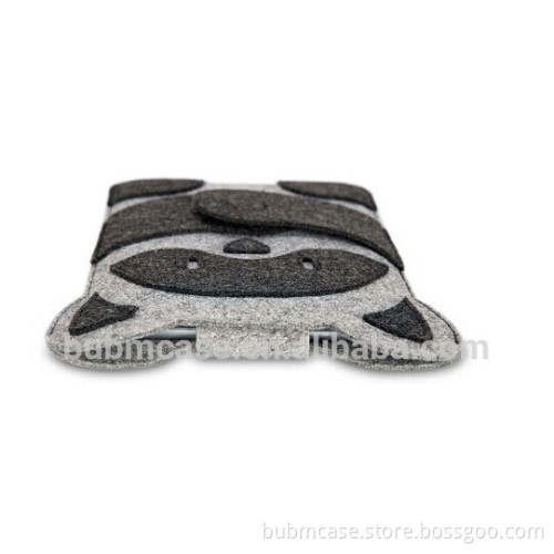 Fashion BUBM Black Wool Felt Tablet Sleeve Cartoon Raccoon Bag 7.9 inch Tablet Case Tablet Pouch